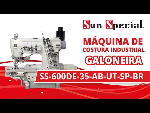 Máquina Costura Industrial Galoneira Cilíndrica Eletrônica SS600-ED-35-ABX364-UT-ST-ES - Sun Special